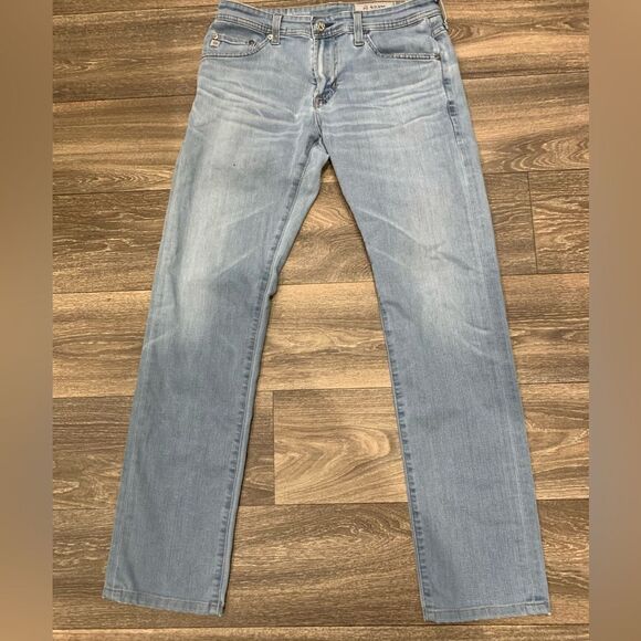 AG Adriano Goldschmied The Natalie Slim Straight Chambray Denim Jeans Size 28 - Picture 1 of 5